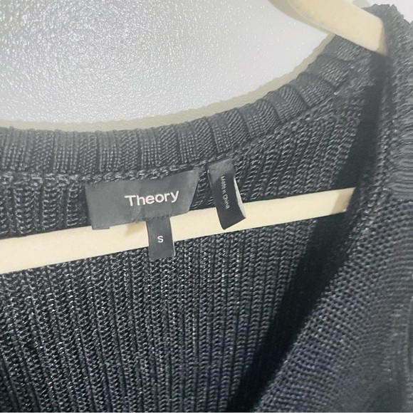 Theory Back Collar Roving Cropped Sweater Black Small. - Picture 5 of 9